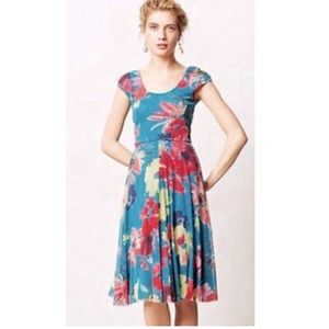 Anthropologie Tulle Floral A-Line Dress